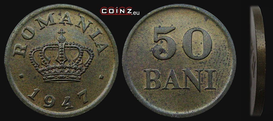 50 bani 1947 - monety Rumunii