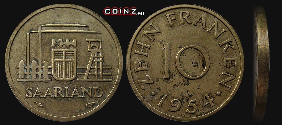 10 franków 1954 - monety Saary