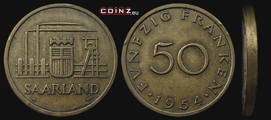 50 Franken 1954 - Saar coins