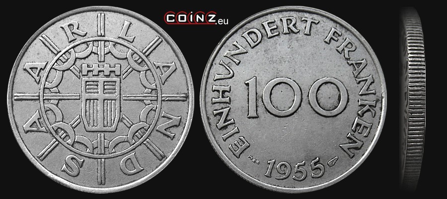100 Franken 1955 - Saar coins