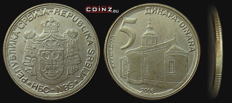 5 dinarów 2005-2010 - monety Serbii