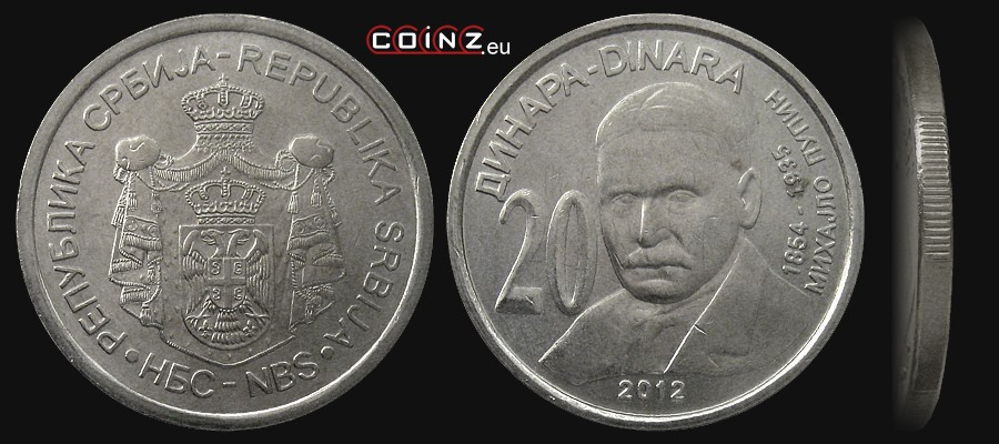 20 dinarów 2012 Mihajlo Pupin - monety Serbii