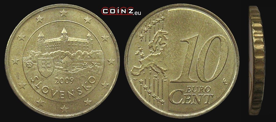 10 euro centów od 2009 - monety Słowacji