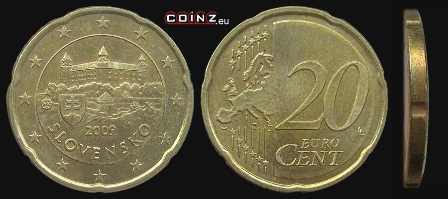 20 euro centów od 2009 - monety Słowacji