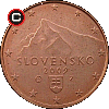 1 euro cent from 2009 - obverse to reverse alignment