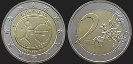 Monety Słowacji - 2 euro 2009 10 Rocznica Unii Gospodarczej i Walutowej
