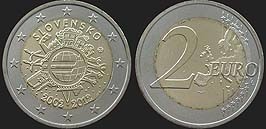 Monety Słowacji - 2 euro 2012 10 Lat Euro w Obiegu