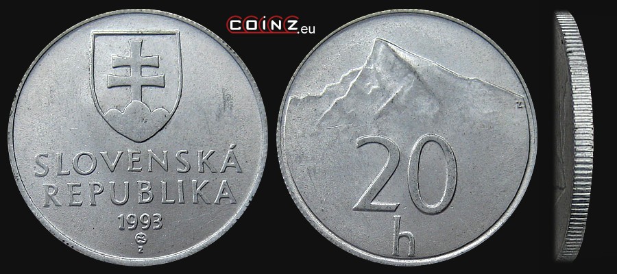 20 halierov 1993-2003 - Slovak coins