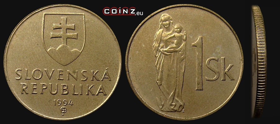1 koruna 1993-2008 - Slovak coins