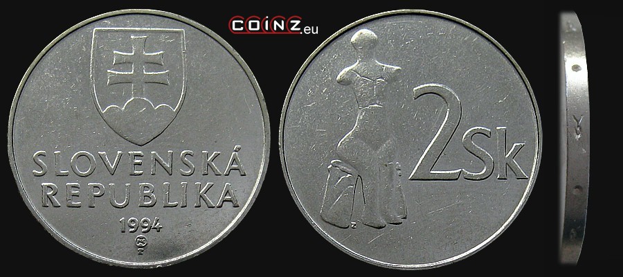 2 korony 1993-2008 - monety Słowacji