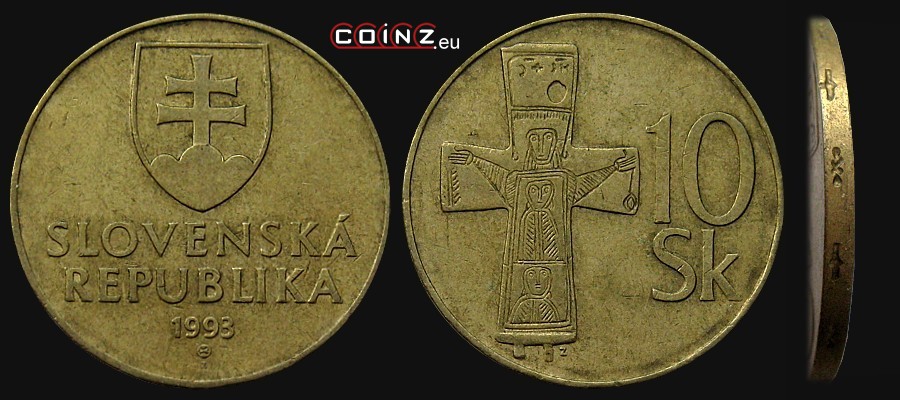 10 koron 1993-2008 - monety Słowacji