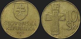 Monety Słowacji - 10 koron 1993-2008
