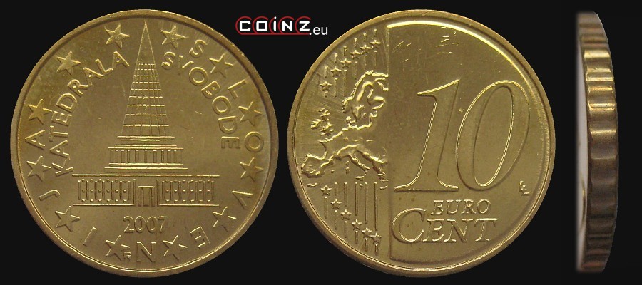 10 euro centów od 2007 - monety Słowenii