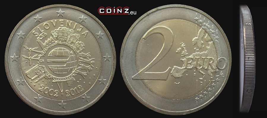 2 euro 2012 - 10 Lat Euro w Obiegu - monety Słowenii
