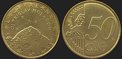 Monety Słowenii - 50 euro centów od 2007