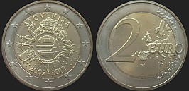 Monety Słowenii - 2 euro 2012 10 Lat Euro w Obiegu