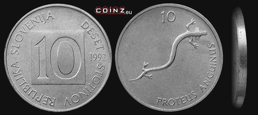 10 stotin 1992-1993 - monety Słowenii