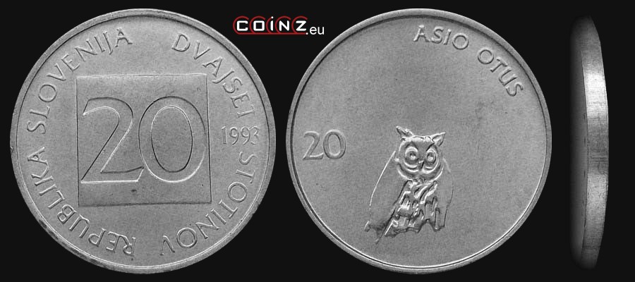 20 stotin 1992-1993 - monety Słowenii