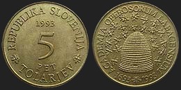 Monety Słowenii - 5 tolarów 1993 - Academia Operosorum Labacensium