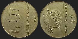 Monety Słowenii - 5 tolarów 1994 - Instytut Walutowy Słowenii