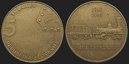 Monety Słowenii - 5 tolarów 1996 - 150 Lat Kolei