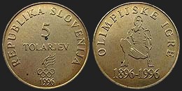 Monety Słowenii - 5 tolarów 1996 - 100 Lat Igrzysk Olimpijskich