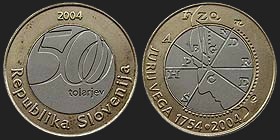 Monety Słowenii - 500 tolarów 2004 - Jurij Vega