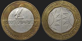 Monety Słowenii - 500 tolarów 2005 - Towarzystwo Sportowe Sokół