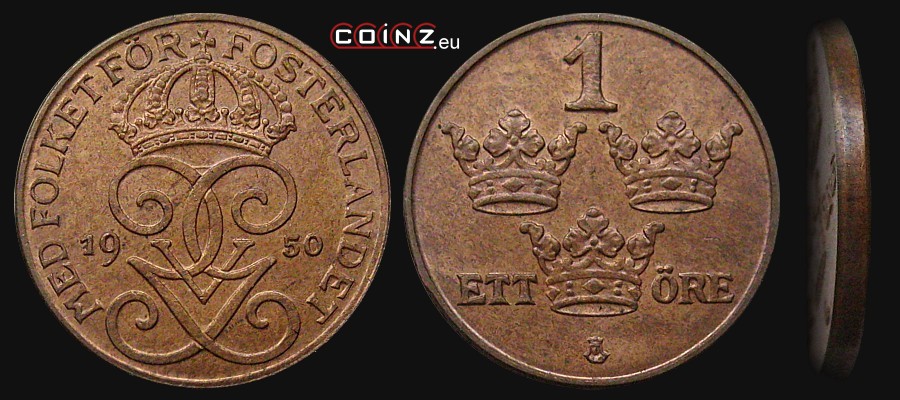 1 ore 1909-1950 - monety Szwecji