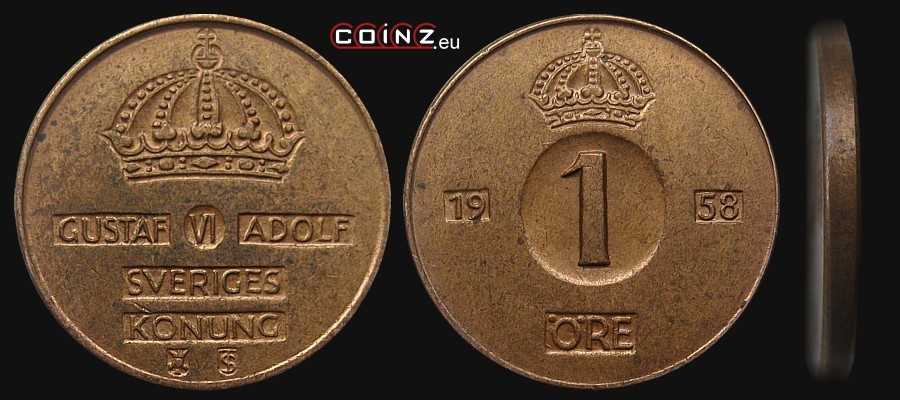 1 ore 1952-1971 - monety Szwecji