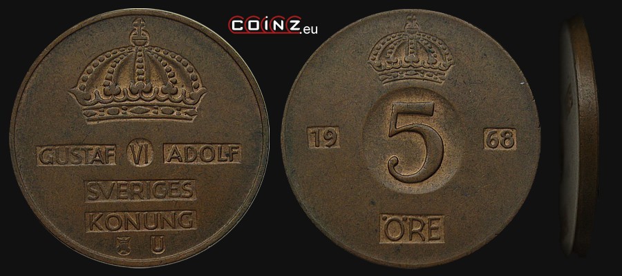 5 ore 1952-1971 - monety Szwecji