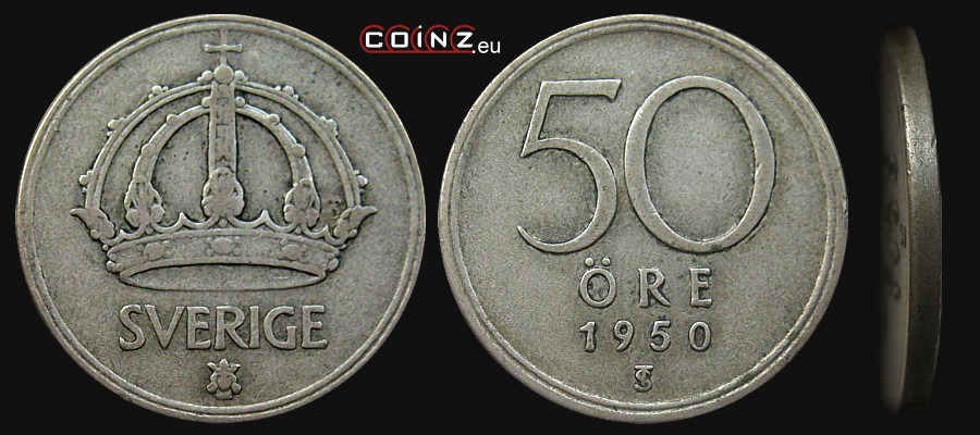 50 ore 1943-1950 - monety Szwecji