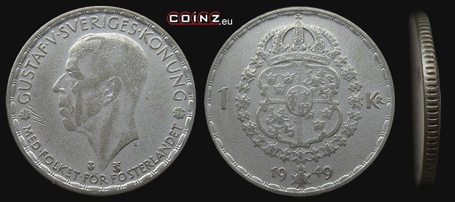 1 korona 1942-1950 - monety Szwecji