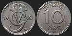 Monety Szwecji - 10 ore 1920-1947