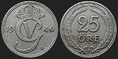 Monety Szwecji - 25 ore 1921-1947