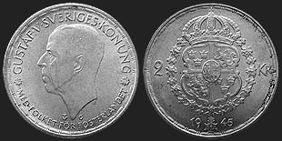 Monety Szwecji - 2 korony 1942-1950