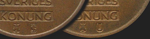 Inicjały dyrektorów mennicy na monetach 5 ore 1952-1971