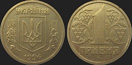 Monety Ukrainy - 1 hrywna 1992-1996