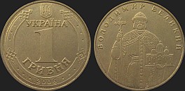 Monety Ukrainy - 1 hrywna od 2004
