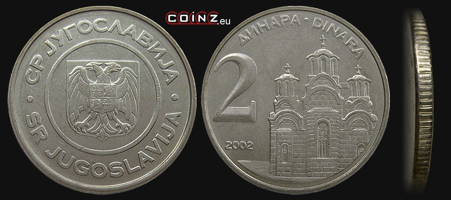 2 dinary 2000-2002 Monaster Gračanica  - monety Jugosławii