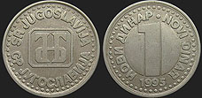 Monety Jugosławii - 1 nowy dinar 1994-1995