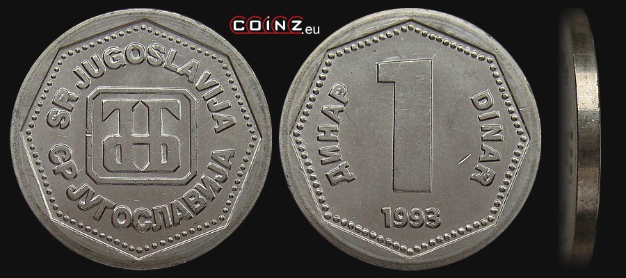 1 dinar 1993 - monety Jugosławii