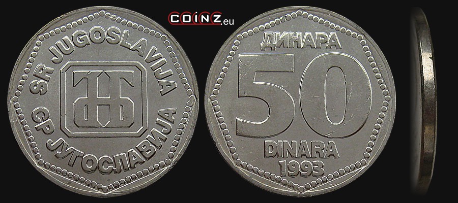 50 dinarów 1993 - monety Jugosławii