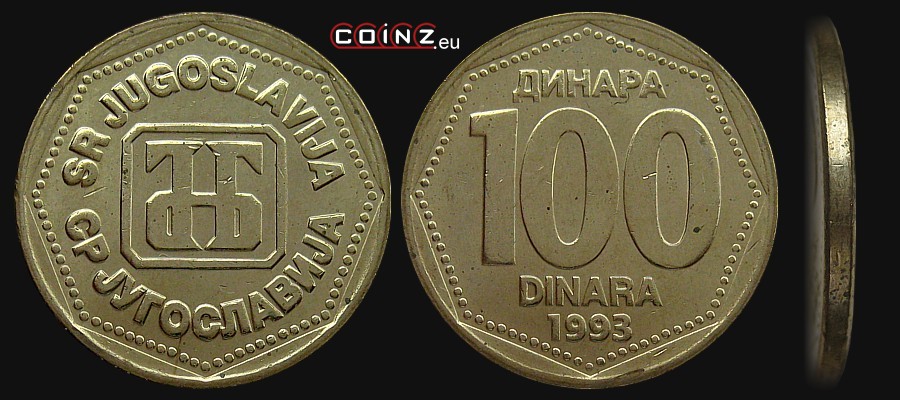 100 dinarów 1993 - monety Jugosławii