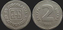 Monety Jugosławii - 2 dinary 1993