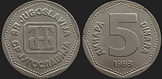 Monety Jugosławii - 5 dinarów 1993