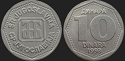 Monety Jugosławii - 10 dinarów 1993