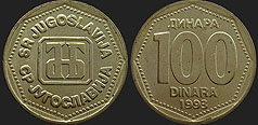 Monety Jugosławii - 100 dinarów 1993