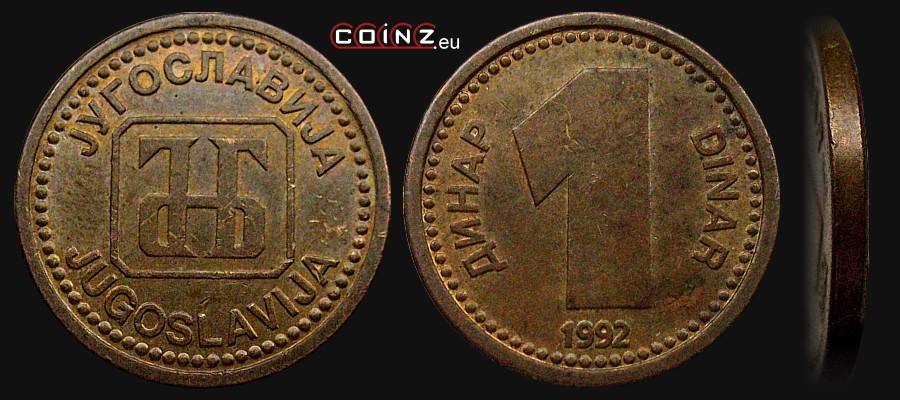 1 dinar 1992 - monety Jugosławii
