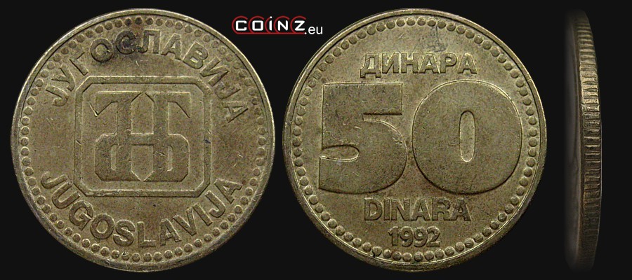 50 dinarów 1992 - monety Jugosławii